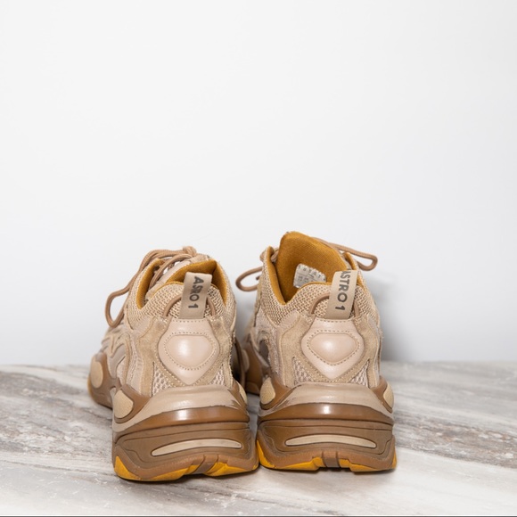 Sandro Paris Astro 1 Suede Chunky Sneakers in Camel l Tan - Picture 2 of 5